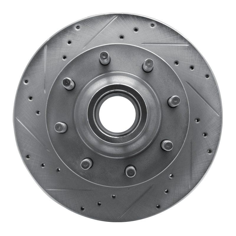 Ford E-350 Econoline Brake Rotor (1) - Front Left - R1 Concepts - Drilled & Slotted - Silver - `95-`07